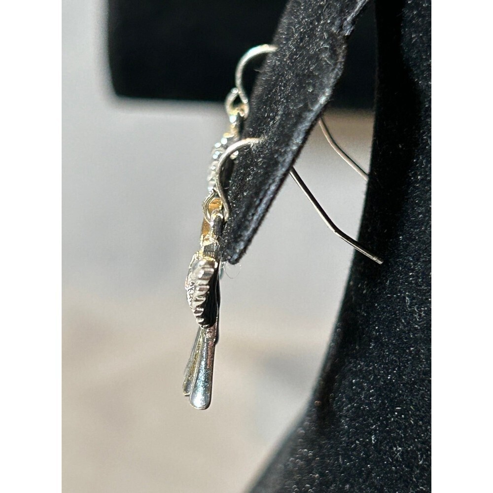 Silver Tone and Crystal Angel Earrings - Picture 3 of 3